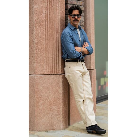 Blackhorse Lane Ateliers Men’s NW8 Ecru Organic Cotton Jeans White 34 x 33 Pants - Picture 2 of 13